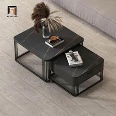 C2 Cặp bàn sofa mặt đá vuông hiện đại BSF35 Dramen cho văn phòng