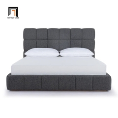 F2 Giường ngủ vải nỉ xám đậm GN111 Smoky chia ô múi nổi bật