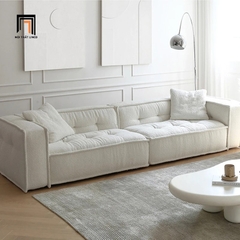 E2 Ghế sofa băng đôi vải lông cừu BT70 Hogar 2m4 màu trắng kem