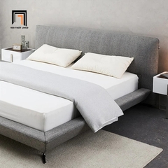 Giường ngủ vải nỉ xám lông chuột GN61 Amaya chân inox