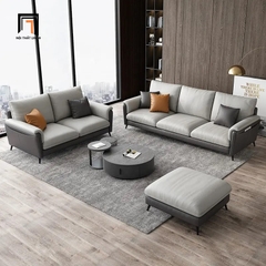 C2 Ghế sofa băng sang trọng dài 2m BT136 Jing phối màu da Pu xám