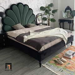 Giường ngủ tân cổ điển GN51 Jeriel 1m6x2m bọc vải nhung
