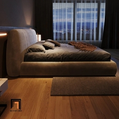 Giường ngủ hiện đại GN47 Nadia da công nghiệp màu xám
