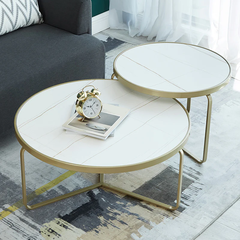 R1 Cặp bàn sofa mặt đá trắng đen BSF17 Crafty khung chân sắt