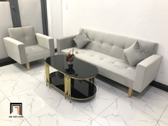 E2 Bộ ghế sofa gia đình xinh xắn NS02 màu xám tro vải nhung