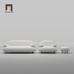 D1 Bộ ghế sofa xinh xắn màu trắng kem KT56 Nina kiểu dáng cong