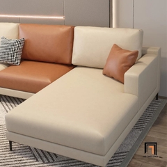 E5 Set ghế sofa góc L da màu kem GT115 Grove 3m15 x 1m6 giá rẻ
