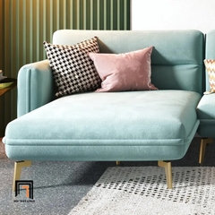 F1 Bộ ghế sofa vải nhung đẹp GT55 Velor 2m4 x 1m6 màu xám trắng