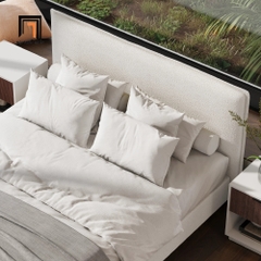 I1 Giường ngủ bọc vải xám trắng GN112 Bowsmen giá rẻ 1m6 x 2m