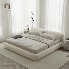 Giường ngủ bọc vải nỉ GN48 Amos màu xám trắng