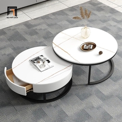 D1 Cặp bàn sofa mặt đá tròn BSF30 Simon căn hộ chung cư
