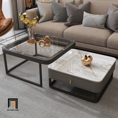 K2 Cặp bàn sofa mặt đá ceramic vuông BSF45 Modany sang trọng