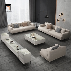F2 Set ghế sofa phòng khách hiện đại KT32 Orren vải nỉ màu kem