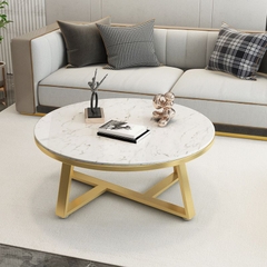 O1 Bàn sofa mặt đá trắng xinh 70cm BSF9 Hamis cho sảnh chờ nhỏ