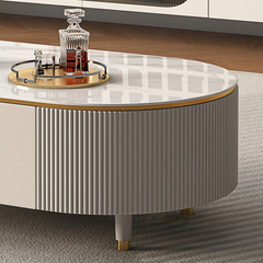 O1 Bàn sofa mặt đá oval cao cấp BSF18 Modana 1m hộc kéo hiện đại
