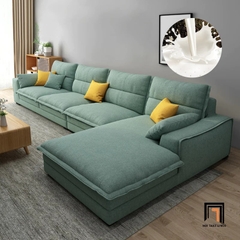 D1 Set ghế sofa góc L đẹp GT109 Vista 3m45 x 1m8 vải nỉ trắng kem