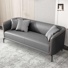 A7 Bộ ghế sofa màu xanh lá KT67 Polan da giả chạy viền nổi bật