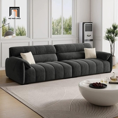 A3 Ghế sofa băng dài 2m4 BHQ2 Samdy vải nhung màu đen nổi bật