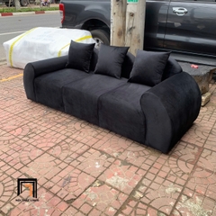 E3 Ghế sofa băng cong vải nhung đen BT315 Lolli 2m2 cho shop tiệm