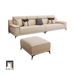 B1 Ghế sofa băng da hiện đại BHQ62 Pilton 2m4 da giả xám trắng