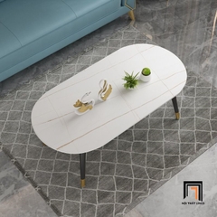 H2 Bàn sofa phòng khách nhỏ gọn BSF43 Camin mặt đá oval 1m