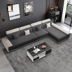 E2 Ghế sofa góc L lớn GT259 Ramia 3m2 x 1m8 phối màu vải đen trắng