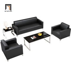 G1 Bộ ghế sofa văn phòng tiếp khách KT118 Pyon bọc da màu nâu