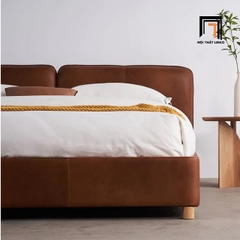Giường ngủ bọc da simili GN44 Itotia màu nâu đậm