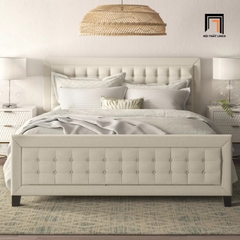 Giường ngủ Âu Mỹ GN25 Kaster màu trắng kem sang trọng