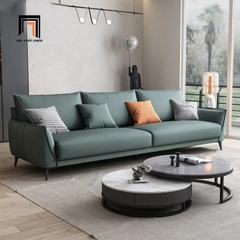 G1 Bộ ghế sofa phòng khách đẹp KT37 Noha màu xanh lá da giả
