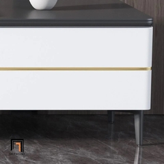 Q2 Bàn sofa đá trắng chữ nhật BSF46 Lamoa phòng khách hiện đại