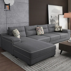 B5 Bộ ghế sofa góc L sang trọng GT129 Ammo 3m x 1m8 màu xám trắng