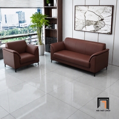 E2 Ghế sofa văn phòng KT138 Granby bọc da nâu sang trọng