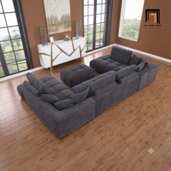 H3 Bộ Ghế Sofa U 3m15 Vải Nỉ Xám Đen UT32 Marigail Hiện Đại