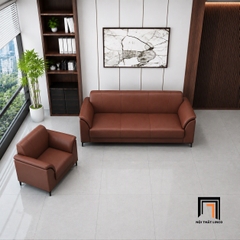 E2 Ghế sofa văn phòng KT138 Granby bọc da nâu sang trọng