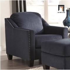 F2 Ghế sofa đơn xám đen vải nỉ DT57 Canchola phòng khách đẹp