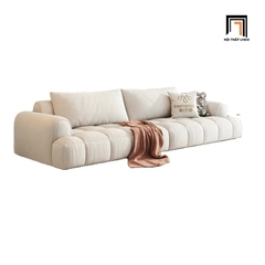 A1 Bộ ghế sofa nệm chia múi đẹp KT72 Muranso vải nhung trắng kem