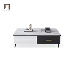 Q2 Bàn sofa đá trắng chữ nhật BSF46 Lamoa phòng khách hiện đại