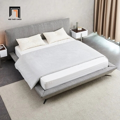 Giường ngủ vải nỉ xám lông chuột GN61 Amaya chân inox