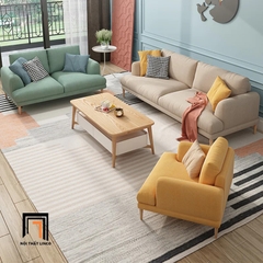 D5 Ghế sofa băng xinh xắn BT257 Mosa dài 2m3 màu be vải nhung
