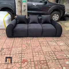 E3 Ghế sofa băng cong vải nhung đen BT315 Lolli 2m2 cho shop tiệm