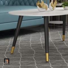 H2 Bàn sofa phòng khách nhỏ gọn BSF43 Camin mặt đá oval 1m