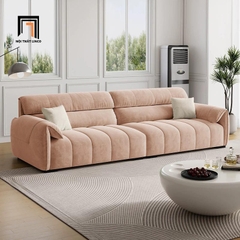 A3 Ghế sofa băng dài 2m4 BHQ2 Samdy vải nhung màu đen nổi bật