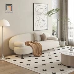 D1 Bộ ghế sofa xinh xắn màu trắng kem KT56 Nina kiểu dáng cong