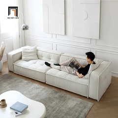 E2 Ghế sofa băng đôi vải lông cừu BT70 Hogar 2m4 màu trắng kem