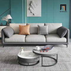 E1 Ghế sofa văng chờ BT297 Lesca dài 2m15 phối màu da giả xám