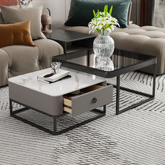 X3 Cặp 2 bàn sofa mặt vuông BSF23 Copeheim đá ceramic cao cấp