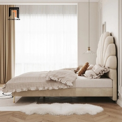 Giường ngủ hình hoa sen GN41 Innis màu trắng kem sang trọng