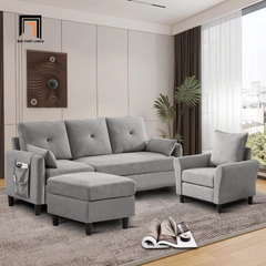 H2 Bộ ghế sofa phòng khách giá rẻ KT126 Penelopa màu xám vải nỉ