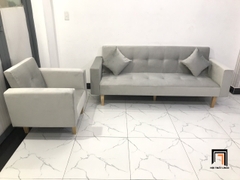 E2 Bộ ghế sofa gia đình xinh xắn NS02 màu xám tro vải nhung